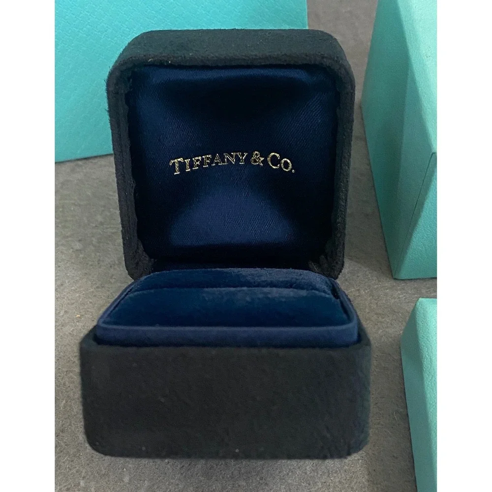 Tiffany & Co Blue Shopping Bag Outer Box and Black Velvet Ring Box Set